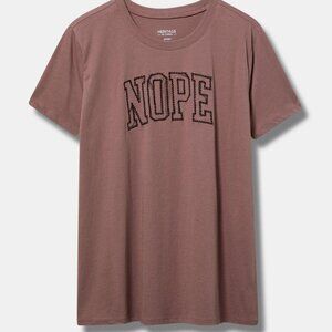 NWT Torrid Nope Embroidered Classic Heritage Jersey Crew Tee Rose Taupe Size1